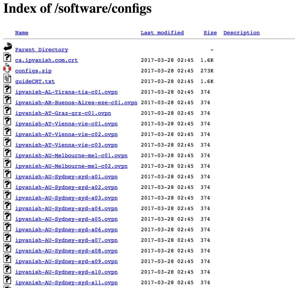 ipvanish list of available servers