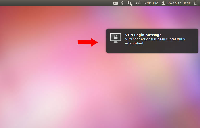 VPN login notification window